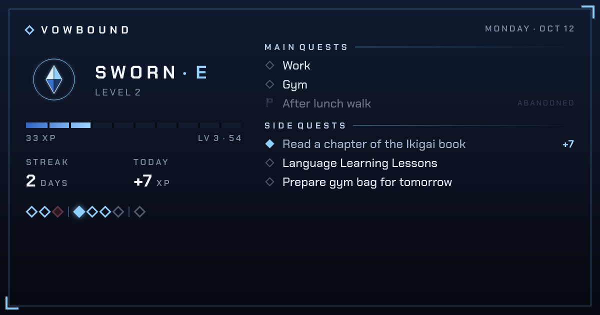 Vowbound task board